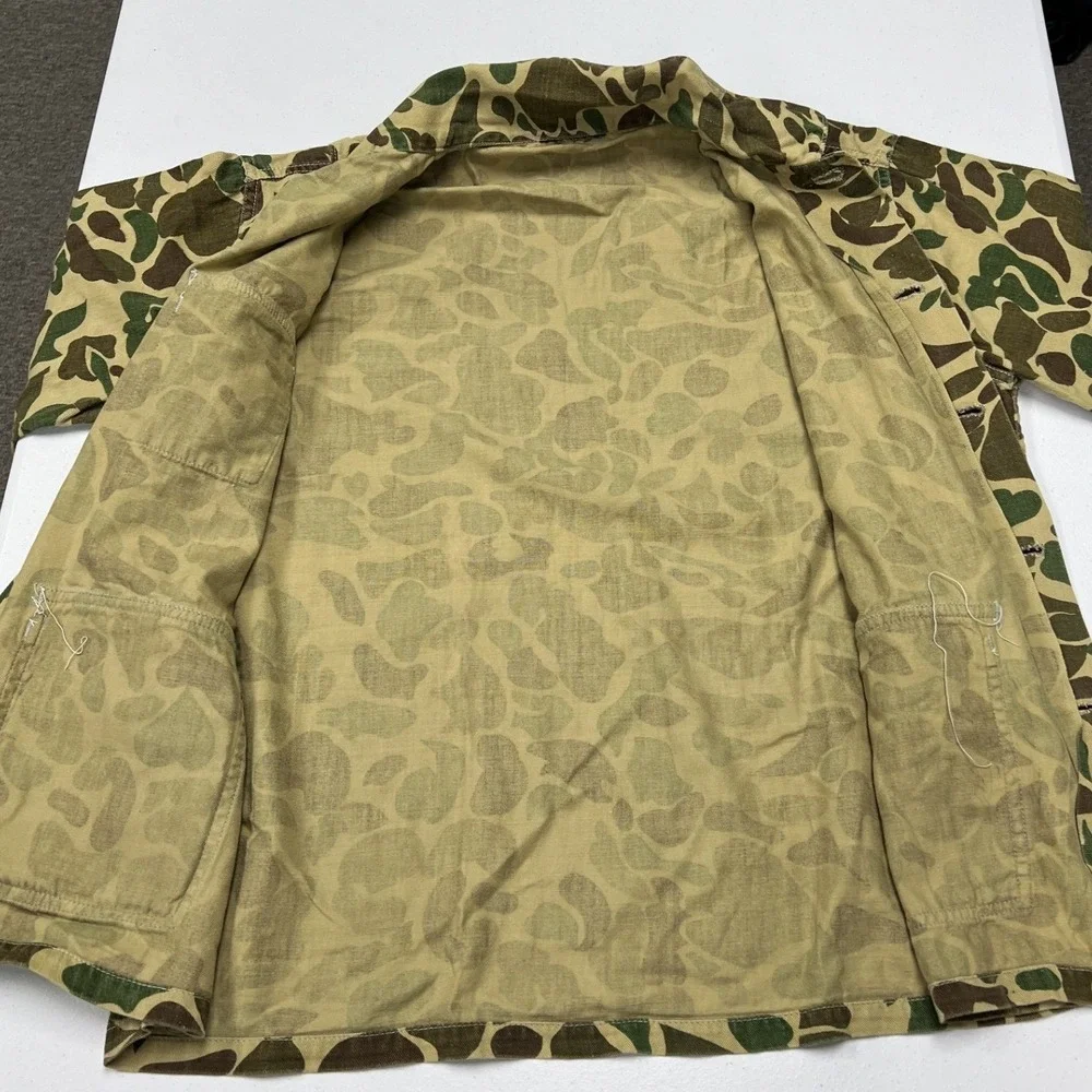 80s Camo Field Jacket Mens L Green Duck Hunter Frog Skin Chore Coat